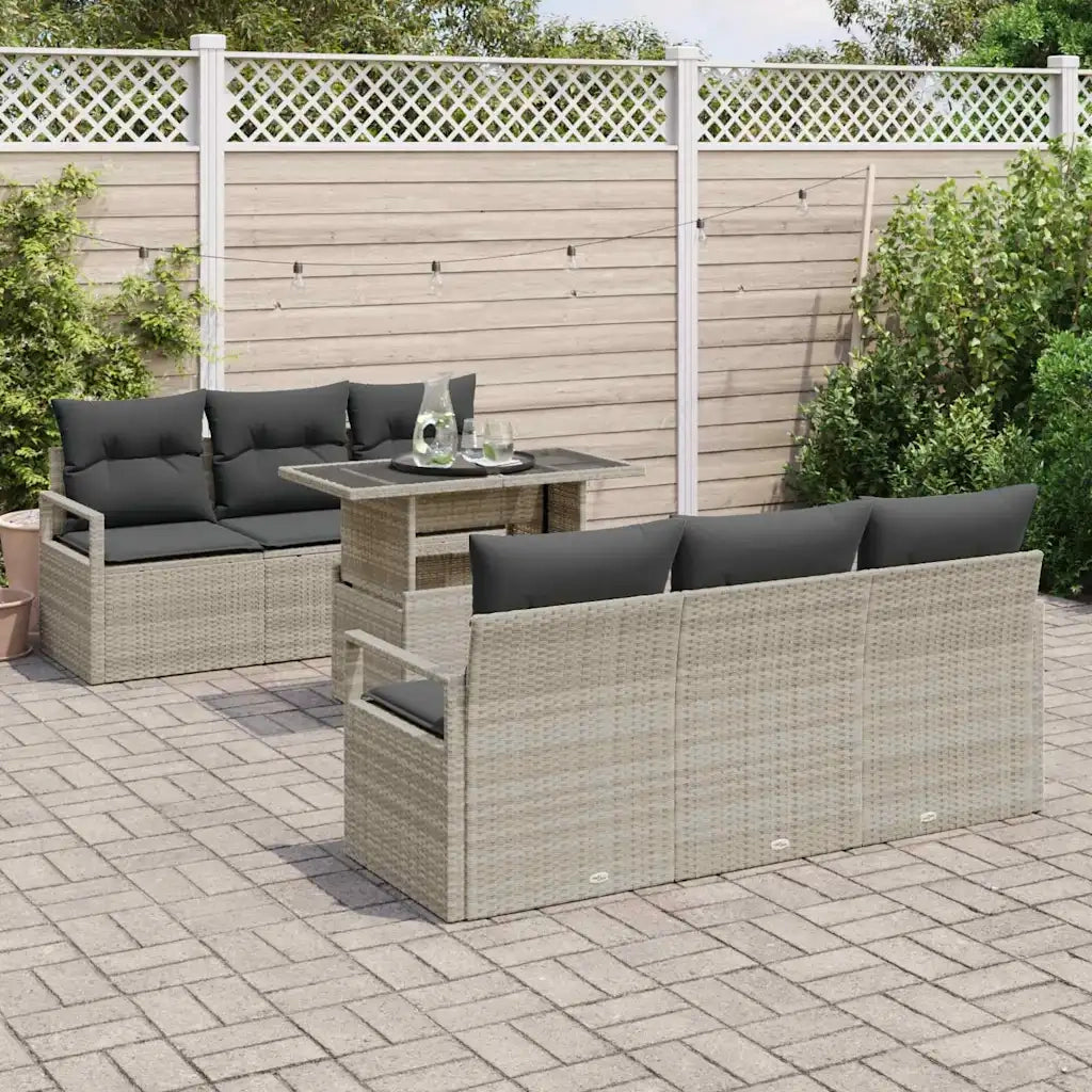 Set Divano da Giardino 7 pcs Grigio chiaro polyrattan