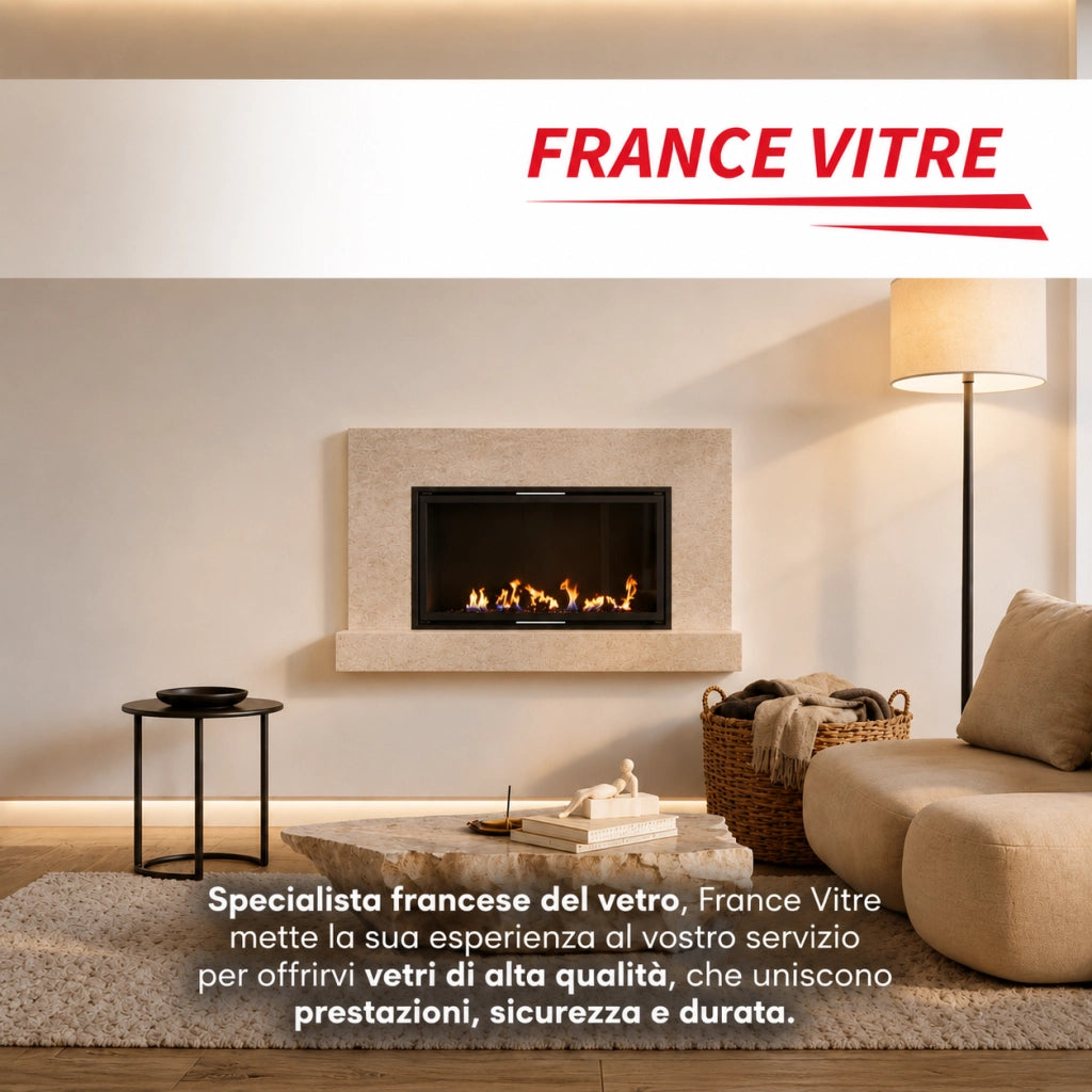 615 x 469 x 4 mm - Vetro per stufa a legna - vetro camino di ricambio - vetro per caminetto resistente al fuoco - France Vitre