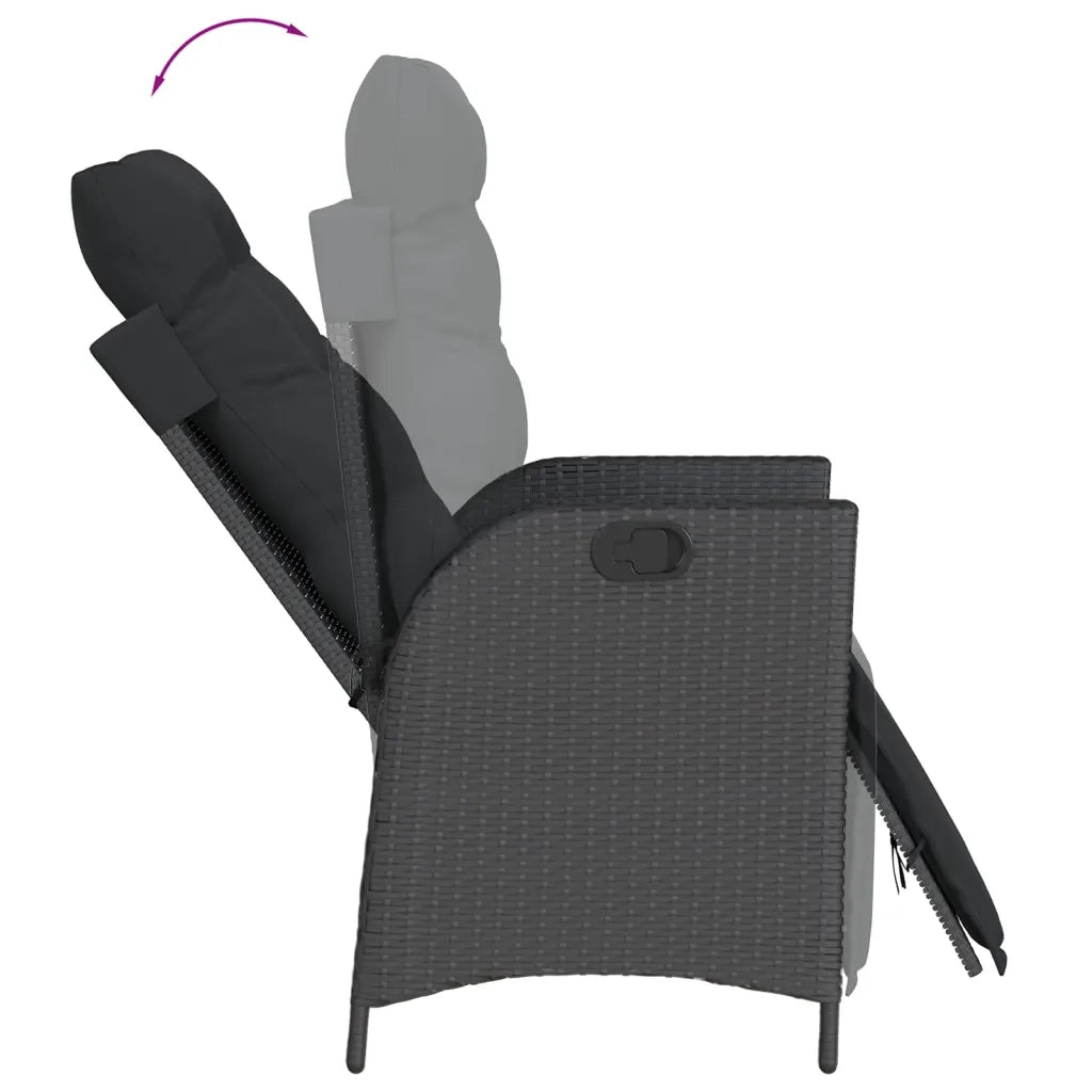 Set da Pranzo da Giardino 5 pz Nero con Cuscini in Polyrattan 3213339