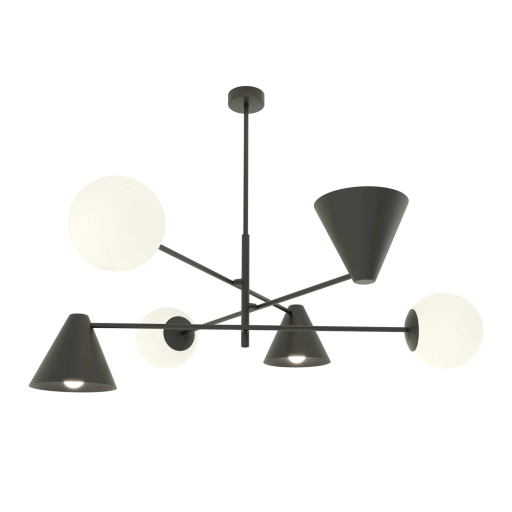 Plafoniera Moderna Industrial Njord 6 Luci Nero