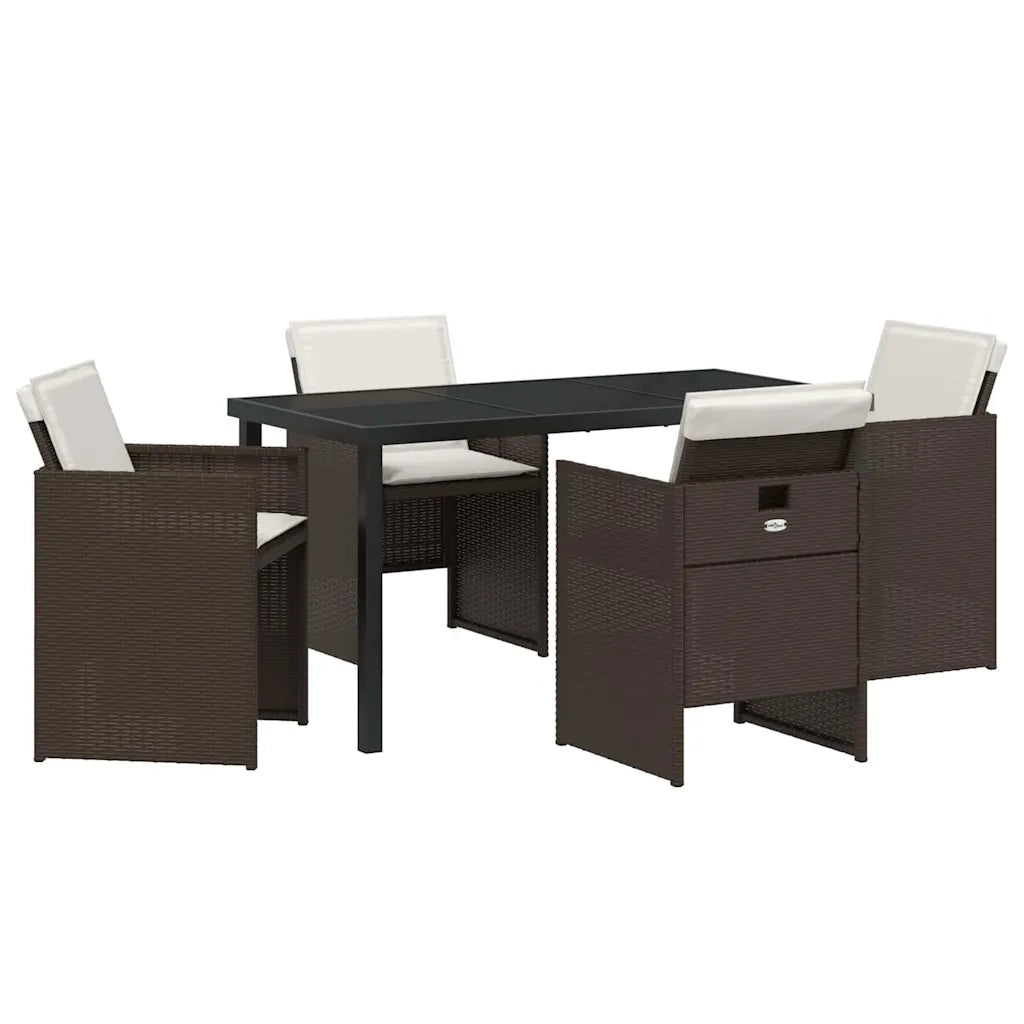 Set da Pranzo per Giardino 5 pcs Marrone polyrattan