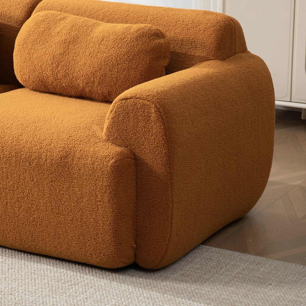 Divano Modulare in Tessuto Chenille ¨C MINIMAL ¨C Caramel, Morbido, Antimacchia