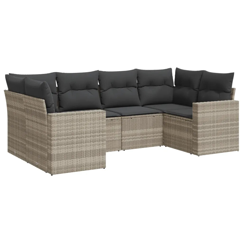 Set Divano da Giardino 6pz con Cuscini Grigio Chiaro Polyrattan 3219372