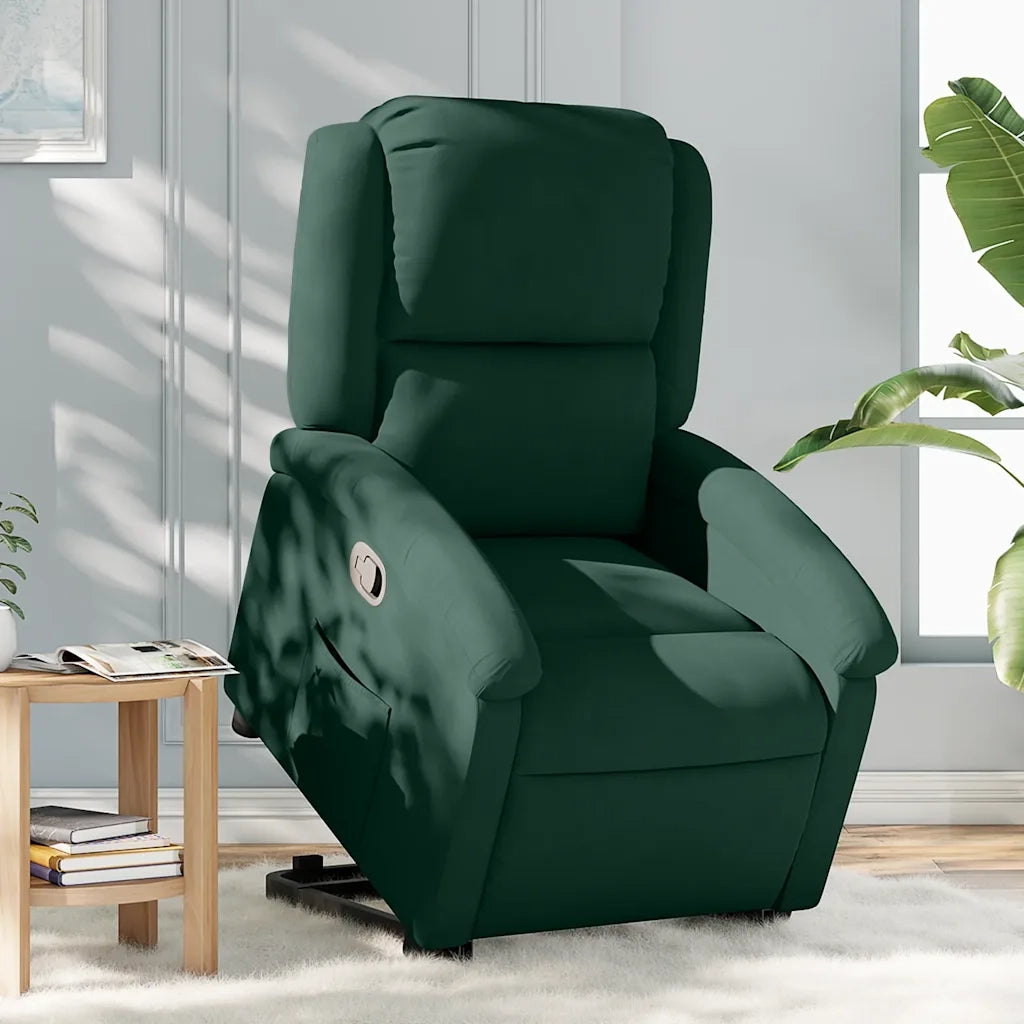 Poltrona | Sedia Relax Alzapersona Reclinabile Verde Scuro in Velluto