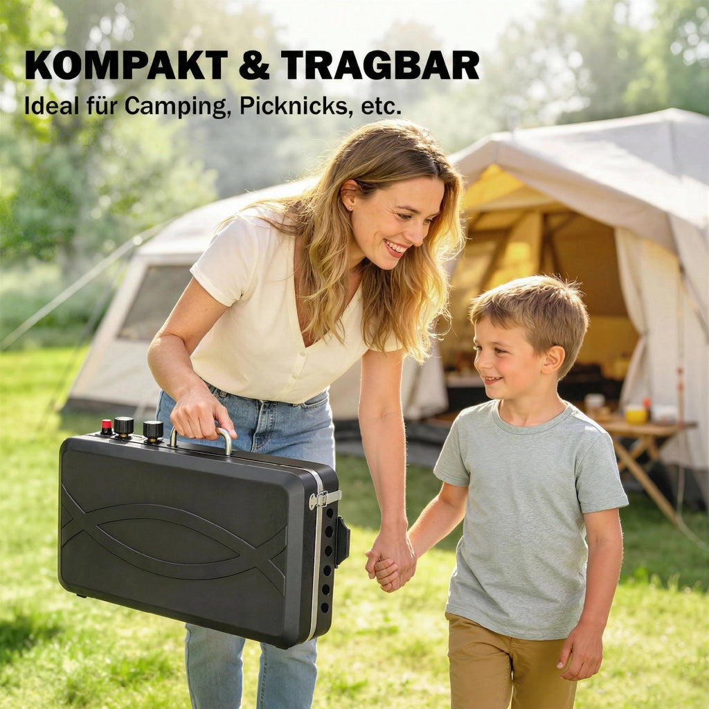 Barbecue a gas portatile 2 bruciatori 7 kW ¨C Minimal ¨C grigio