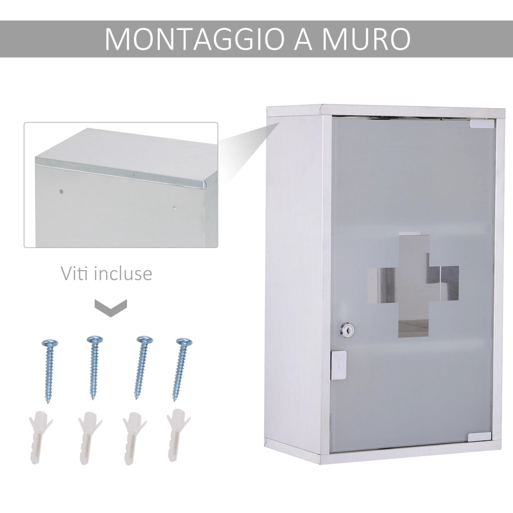 Armadietto medicinali bagno ¨C Xylo ¨C acciaio inox con serratura 50x30x18cm