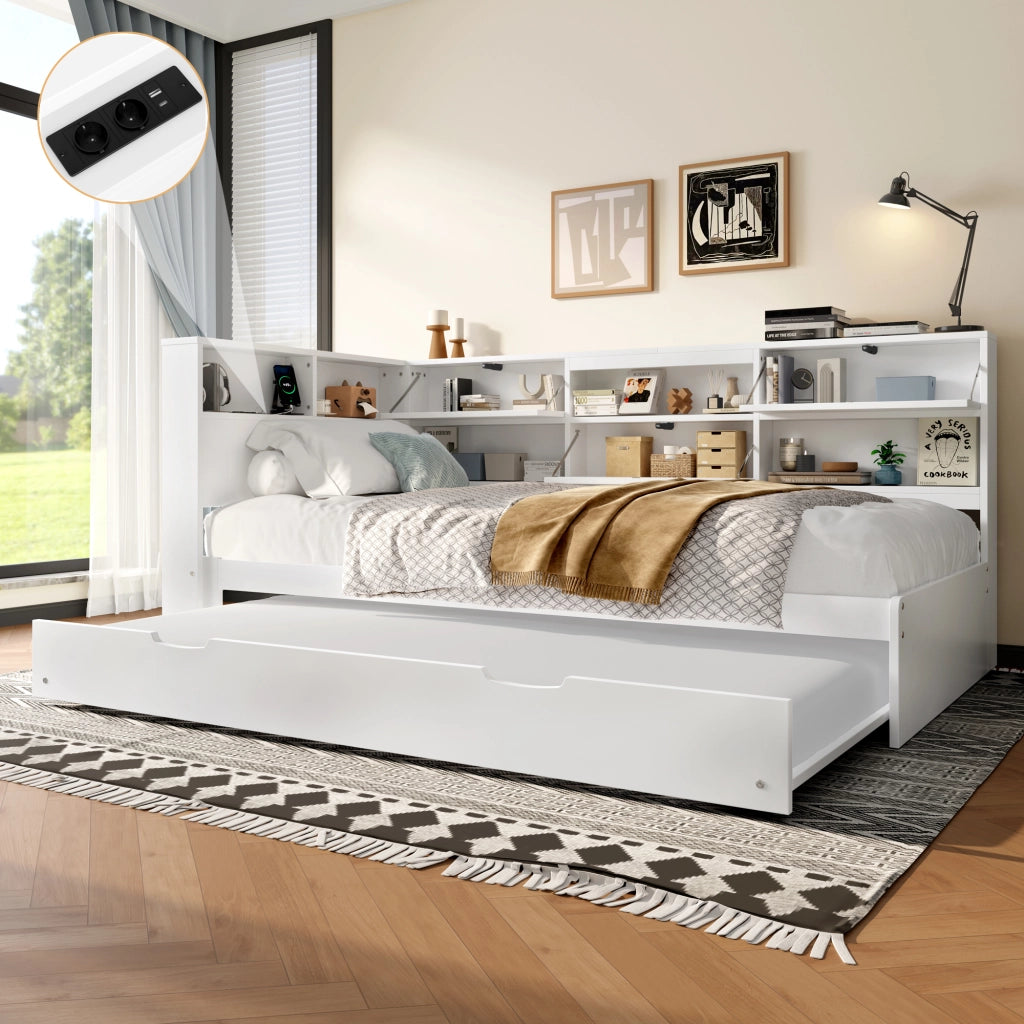 Divano Letto Estraibile con Contenitore ¨C MINIMAL ¨C Bianco 90x200