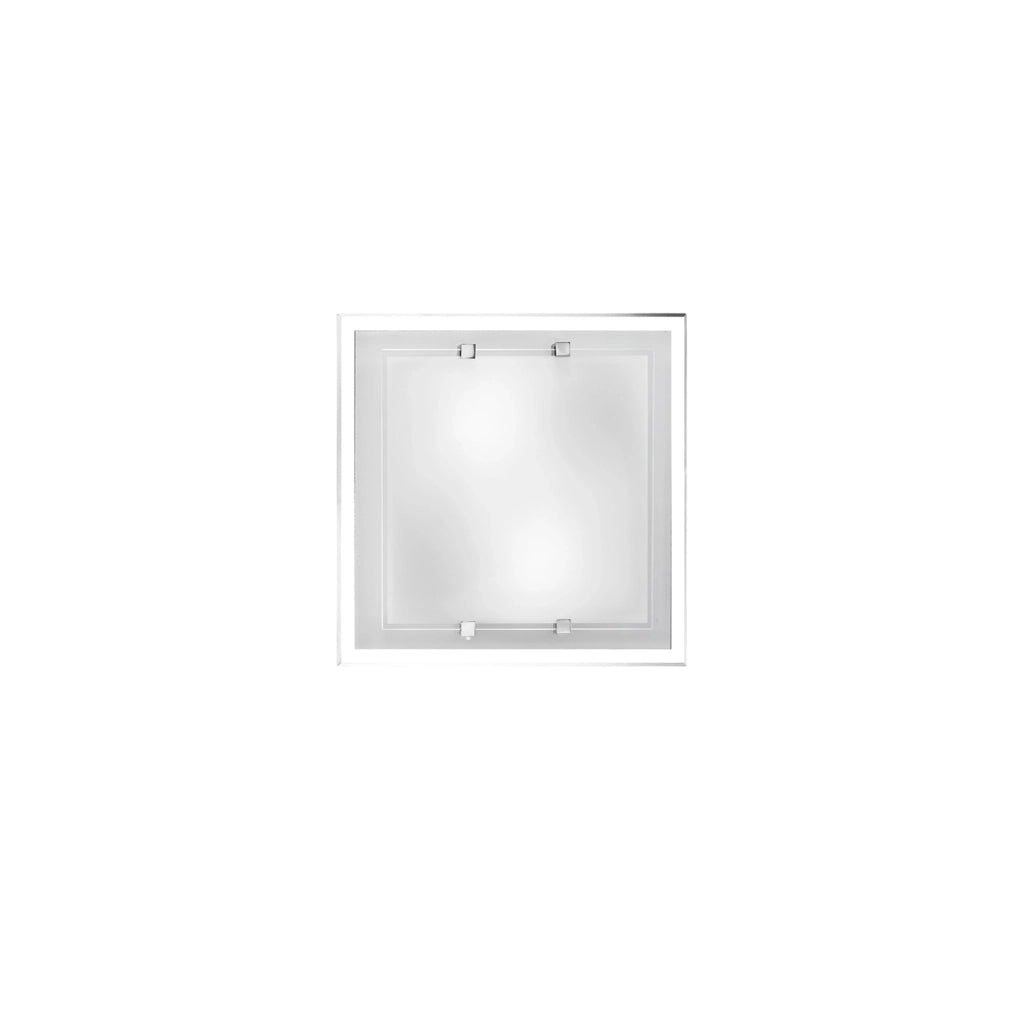 Applique Quadrata Contemporanea Frame Vetro Bianco 2 Luci E27