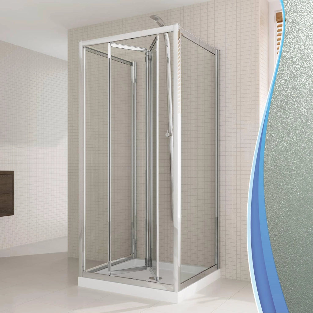 Box Doccia 3 Lati 80x90x80 cm 1 Anta a Libro in Cristallo Opaco 6mm H198 Fosterberg Fyn Trio