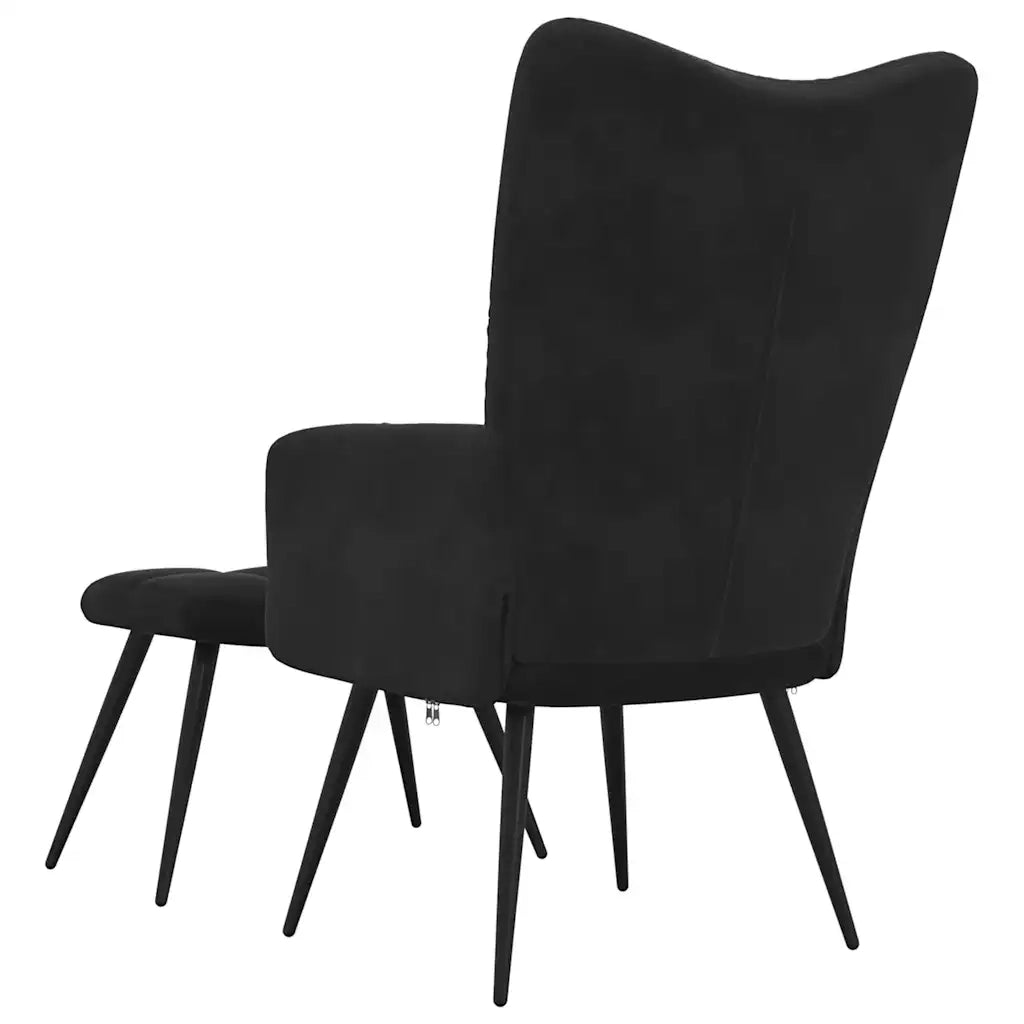Poltrona Relax | Sedia Relax con Sgabello in Velluto Nero