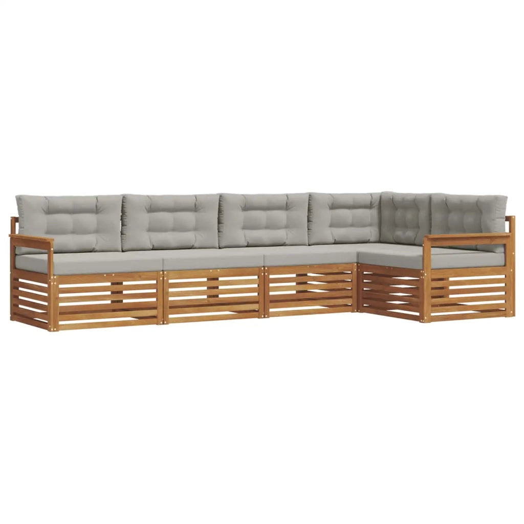Set di divani da esterno 5 pcs Grigio Naturale e Chiaro 3373446