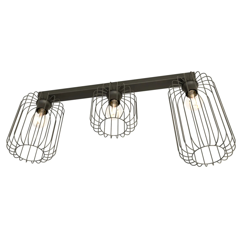 Plafonriera Minimal Industrial Vulcano 3 Luci Lineari Nera