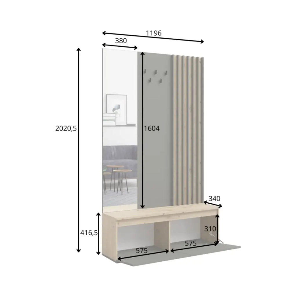 Set mobile da ingresso con appendiabiti e specchio + cassettiera - Collezione Mone