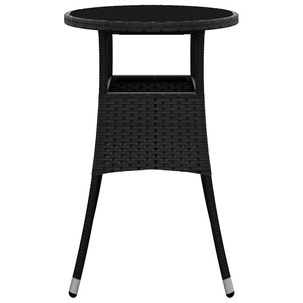 Tavolo da Giardino | Tavolino da esterno ?60x75 cm Vetro Temperato e Polyrattan Nero