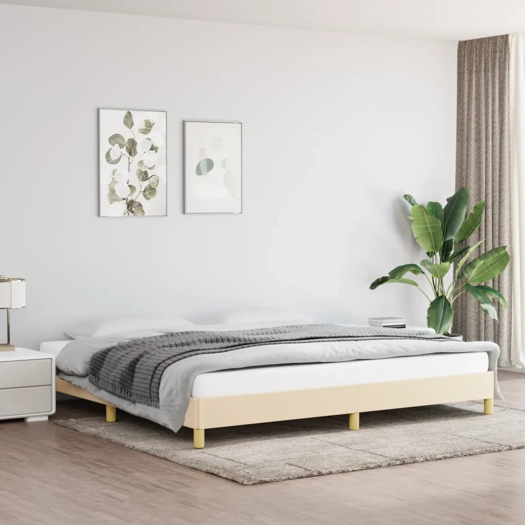 Letto matrimoniale | Letto per adulti | Giroletto senza Materasso Crema 200x200 cm in Tessuto