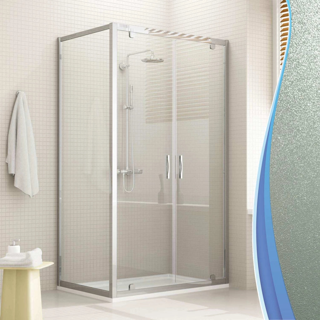 Box Doccia Angolare 75x80 cm 2 Ante Battenti in Cristallo Opaco 6mm H198 Fosterberg Aalborg Duo