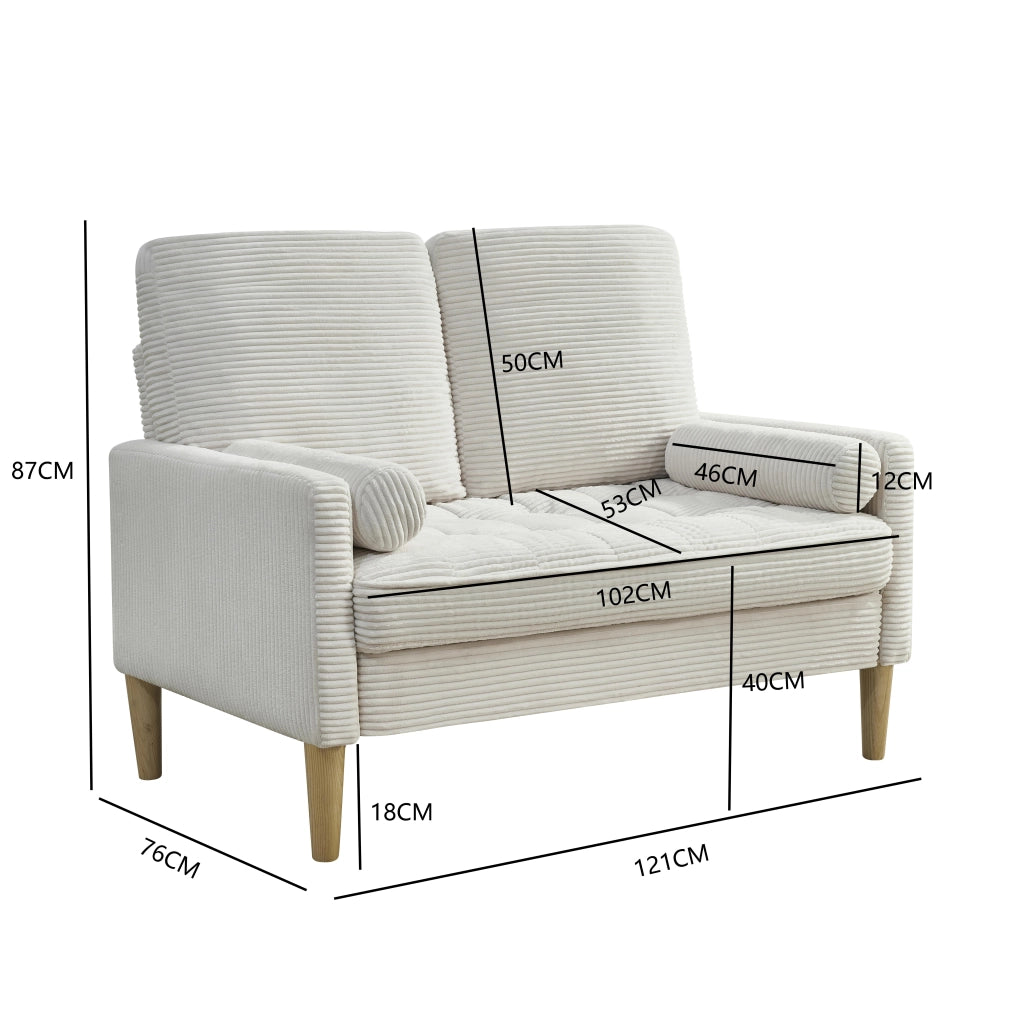 DIVANO 2 POSTI In velluto a coste 107 cm Beige