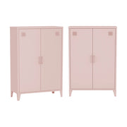 Set di 2 armadietti in metallo, 2 ante, rosa