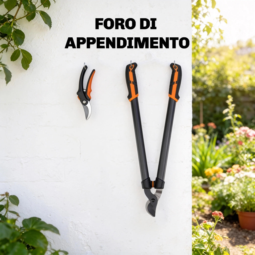Set da Giardinaggio 2 Pezzi con Troncarami e Cesoie, con Impugnatura Morbida e Blocco di Sicurezza