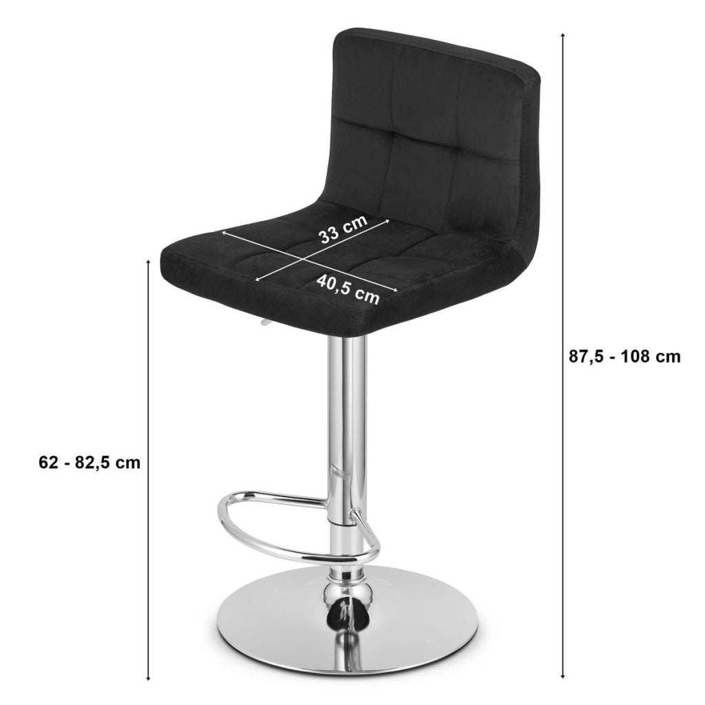 Sgabello da bar PROT in velluto nero e cromo