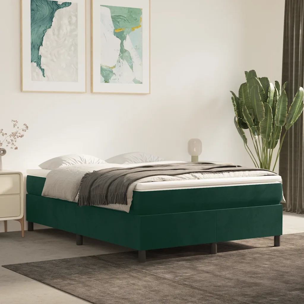 Struttura Letto a Rete a Molle Verde Scuro 140x200 cm in Velluto 3121123