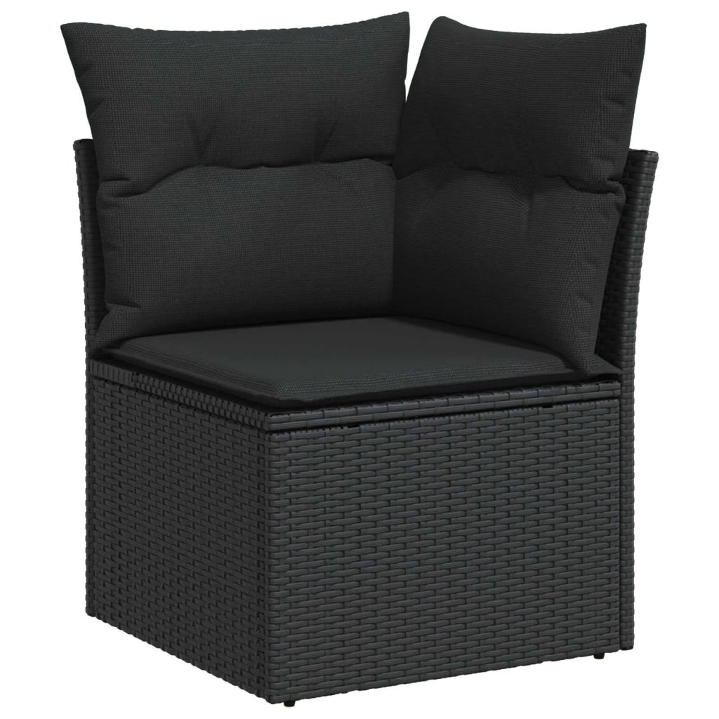 Set Divano da Giardino con cuscino 9 pcs Nero