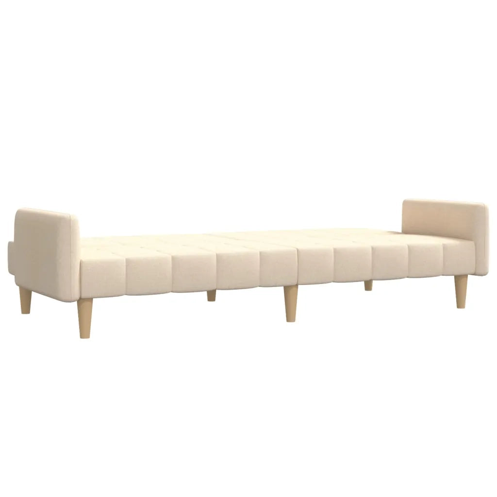 Divano Letto a 2 Posti Crema in Tessuto 375761