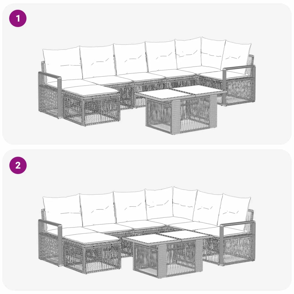 Set Divano da Giardino 8 pz Grigio e Grigio Scuro polyrattan 3437132