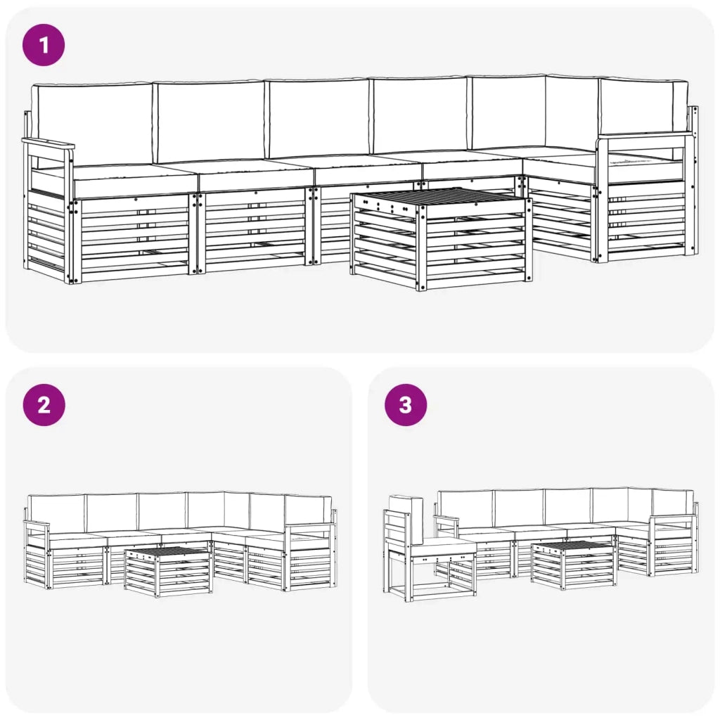 Set di divani da esterno 7 pcs Bianco e Antracite 3391942