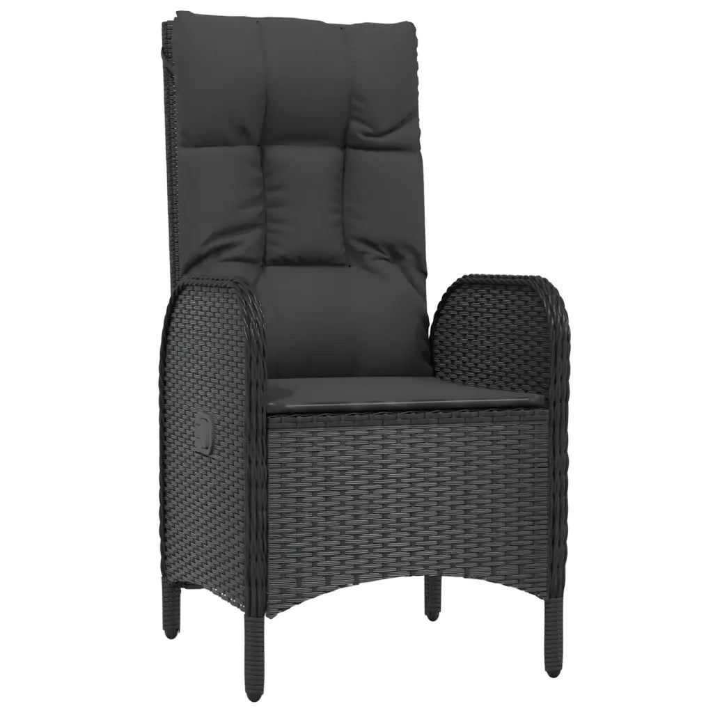 Set da Pranzo da Giardino 9 pz con Cuscini Nero in Polyrattan 3185194
