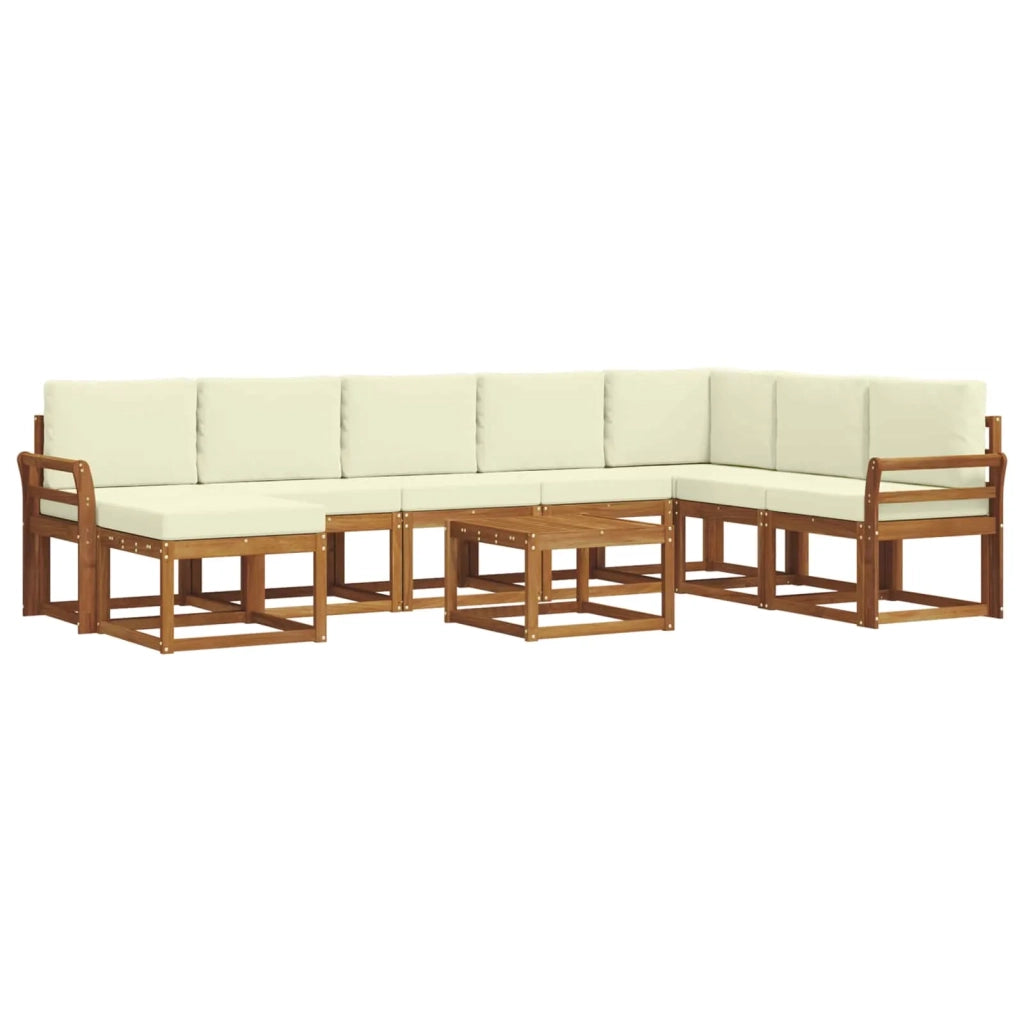Set di divani da esterno con cuscino 9 pcs Naturale e Crema 3366848