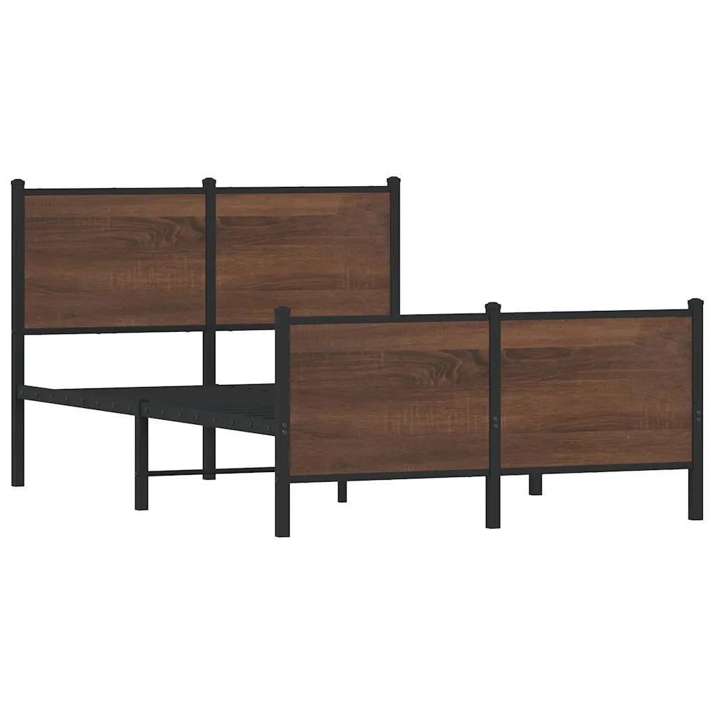 Letto matrimoniale | Letto per adulti | Giroletto senza Materasso in Metallo Rovere Marrone 120x200 cm