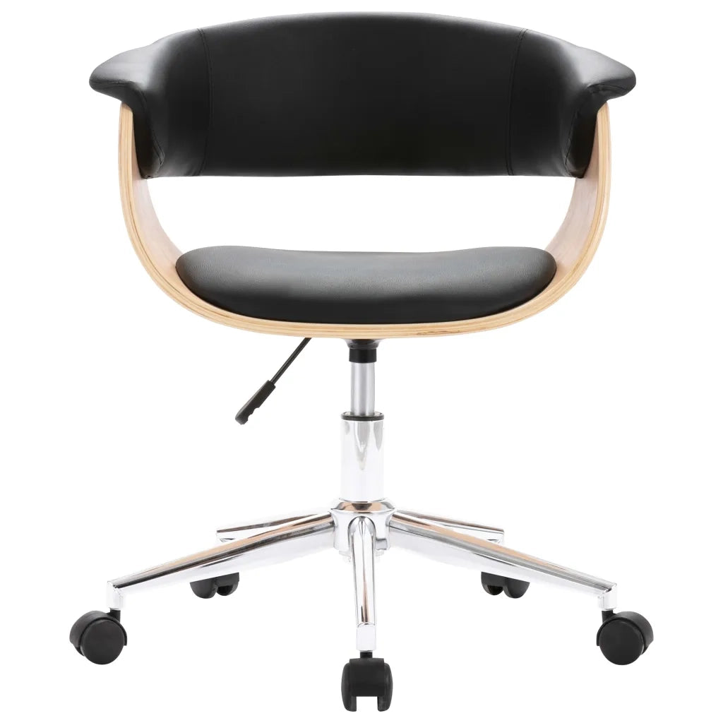 Sedia da Pranzo Girevole Nera in Legno Piegato e Similpelle 287400