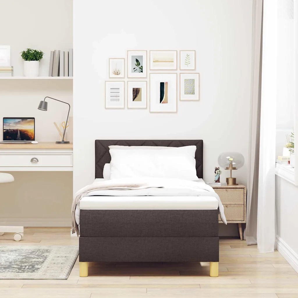 Letto a Sorgente LED Marrone Scuro 90 x 200 cm Tessuto 3342488