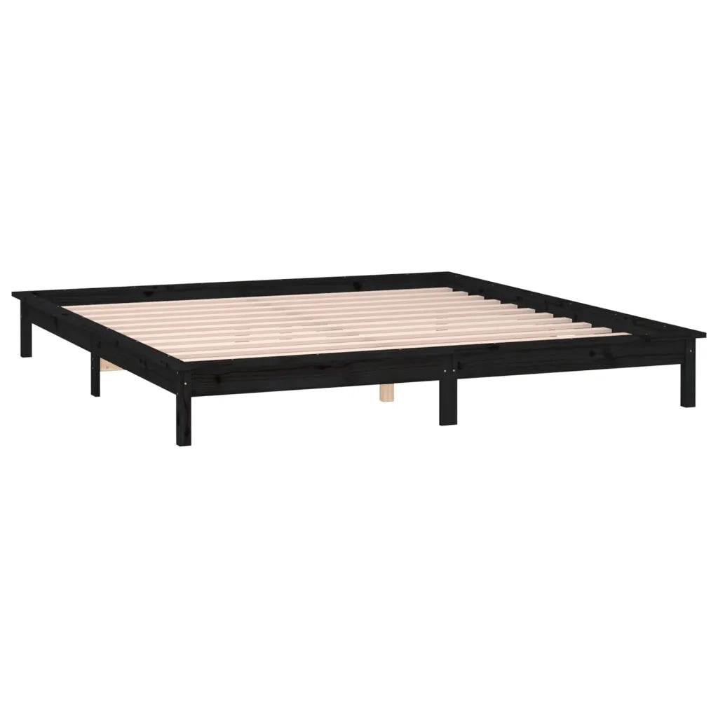 Letto matrimoniale | Letto per adulti | Giroletto LED Nero 120x190cm Small Double in Legno Massello
