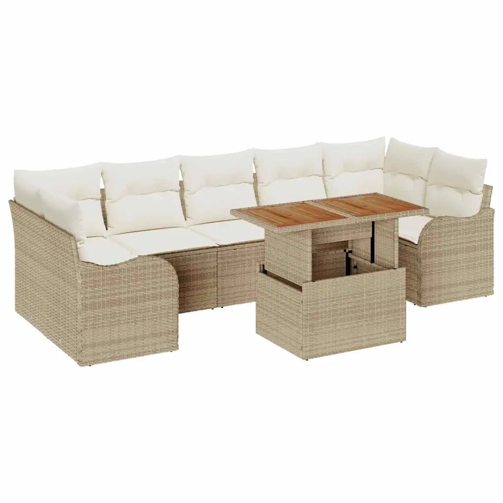 Set Divano da Giardino 8 pcs Beige Poly Rattan 3358164