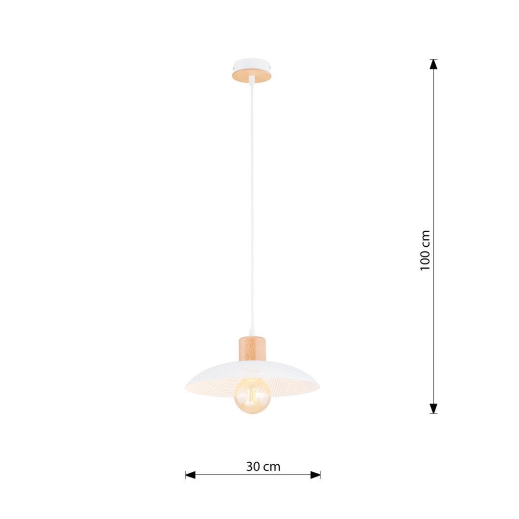 Lampada a sospensione scandi bianca legno KOBE E27 Emibig