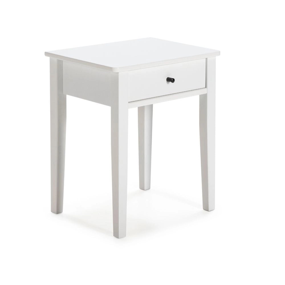 Comodino Bart in legno massiccio bianco e cassetto – Eleganza e funzionalità quotidiana