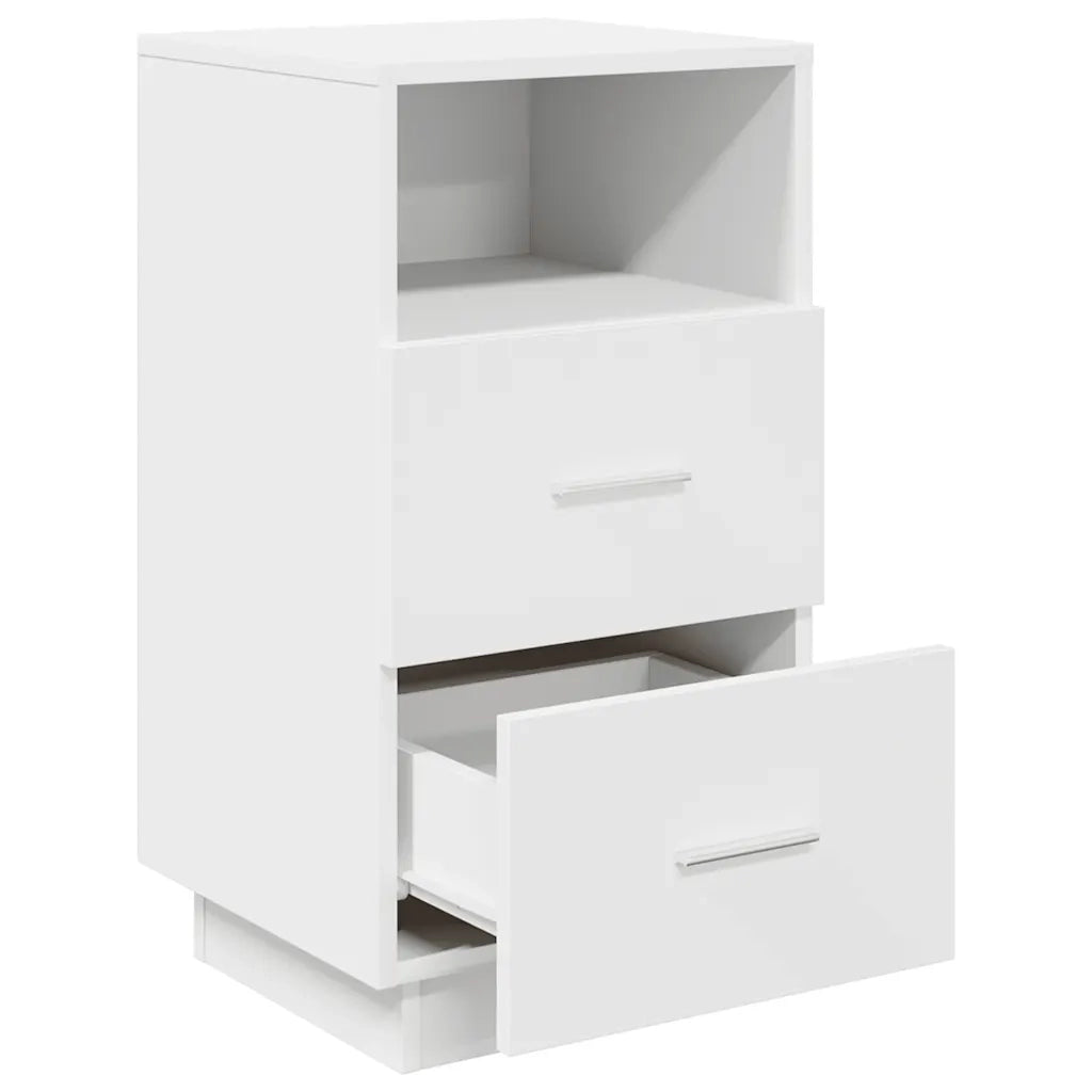 Comodino con 2 Cassetti-Tavolino da notte Bianco 36x36x68 cm