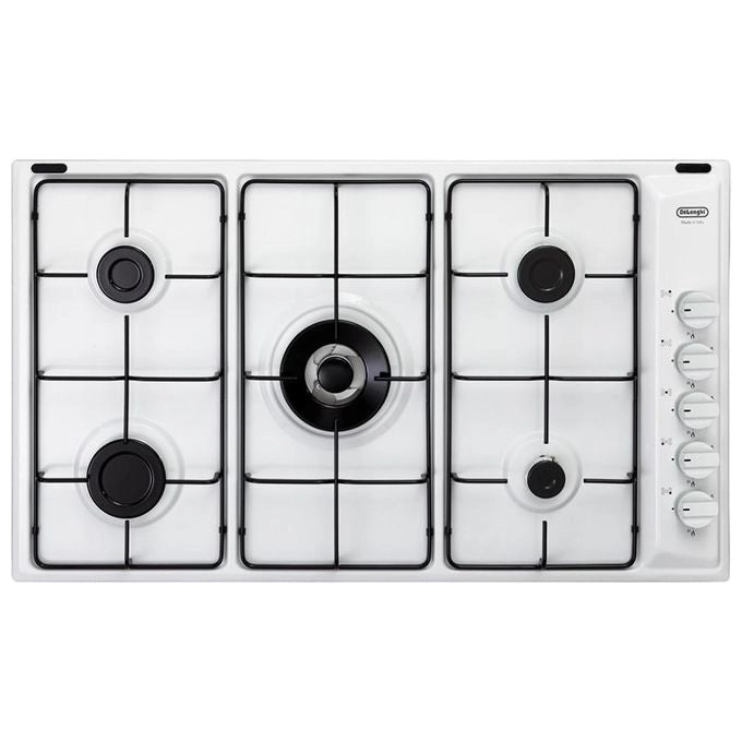 De'Longhi BL59DD Piano cottura a Gas 90 cm 5 Fuochi Da Incasso 1 Bruciatore Ultrarapido Doppia Corona colore Bianco