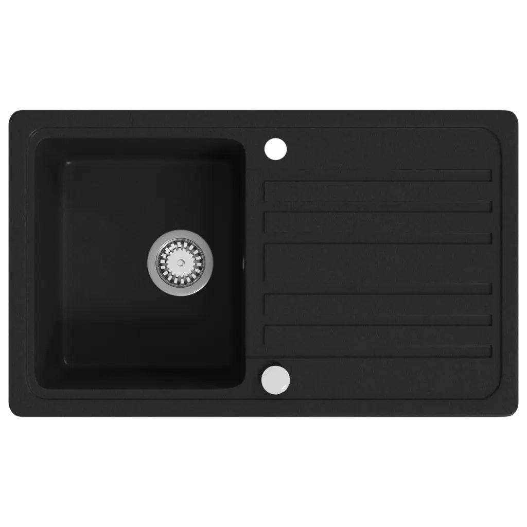 Lavandino Cucina Granito Singolo Scolapiatti Reversibile Nero 141669
