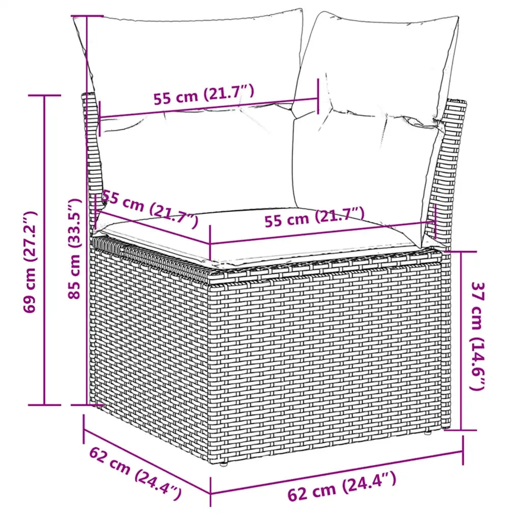 Set Divano da Giardino 5 pz con Cuscini Grigio in Polyrattan 3217560