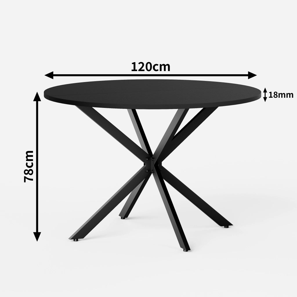 TAVOLO Rotondo 120 cm Nero in truciolare e ferro