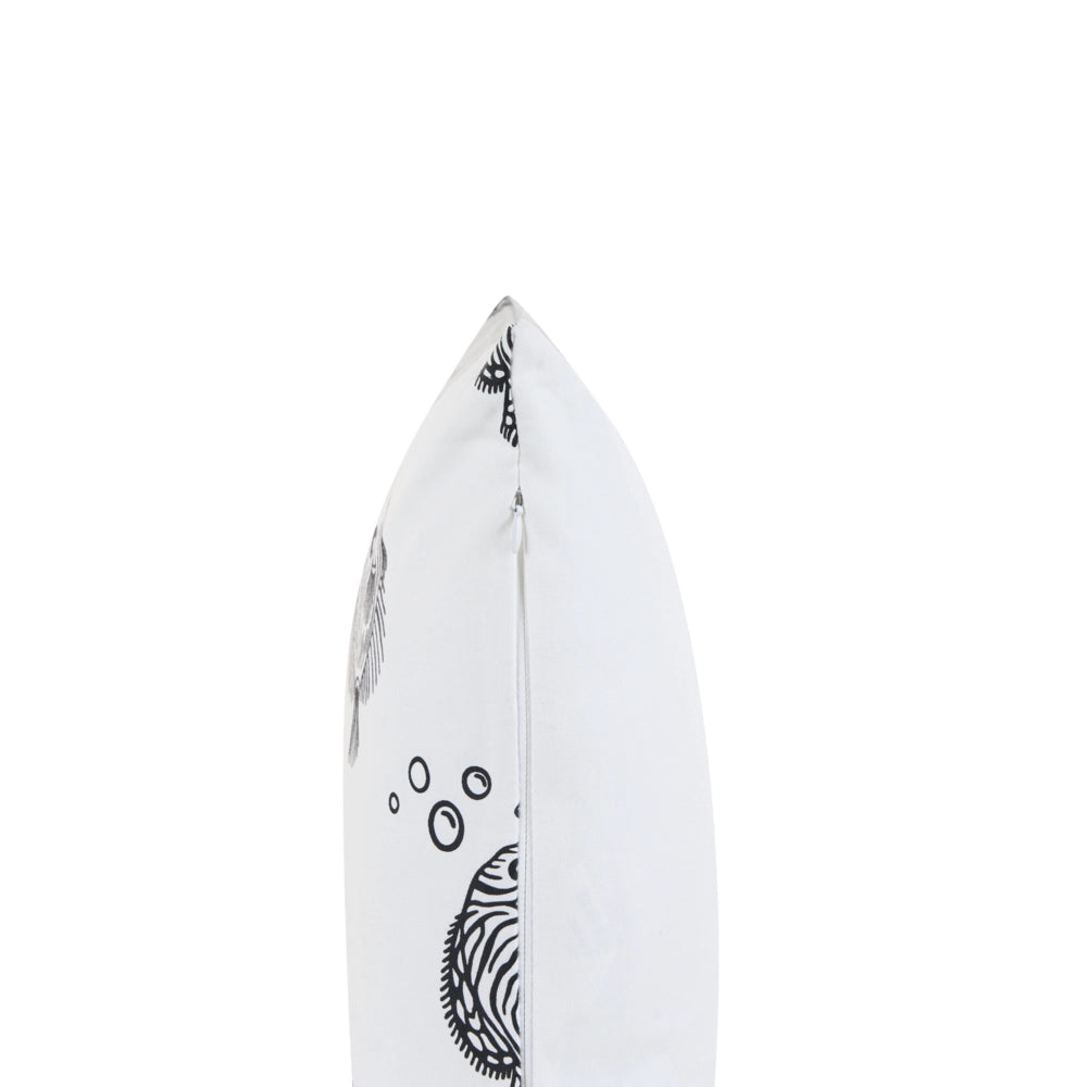Set di 2 cuscini in cotone bianco sfoderabili con motivo a pesci 45 x 45 cm per bambini cameretta