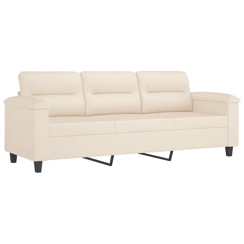 Set Divani 3 pz con Cuscini Beige in Tessuto Microfibra 3202307