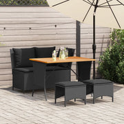 Set da Pranzo da Giardino 4 pz con Cuscini Nero in Polyrattan 4104132