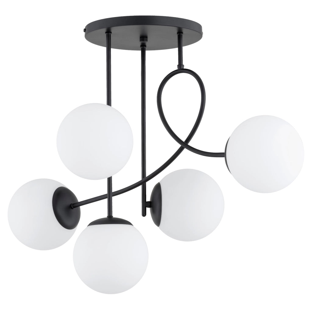 Plafoniera MODERN nera con sfere bianche 5xE14 Alfa