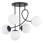 Plafoniera MODERN nera con sfere bianche 5xE14 Alfa