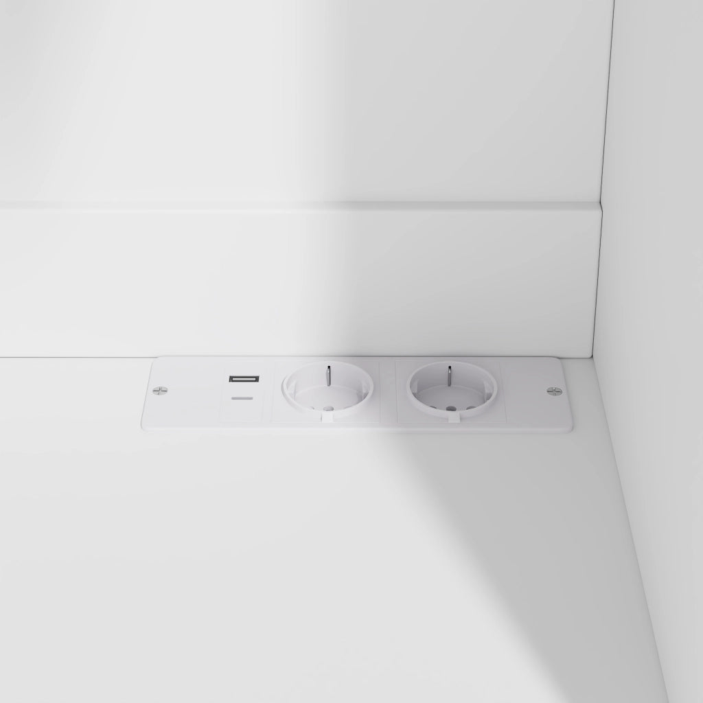 Credenza alta con 2 prese e porte USB-A e USB-C, porta bicchieri e bottiglie, per cucina e sala da pranzo, 100 × 40 × 175 cm