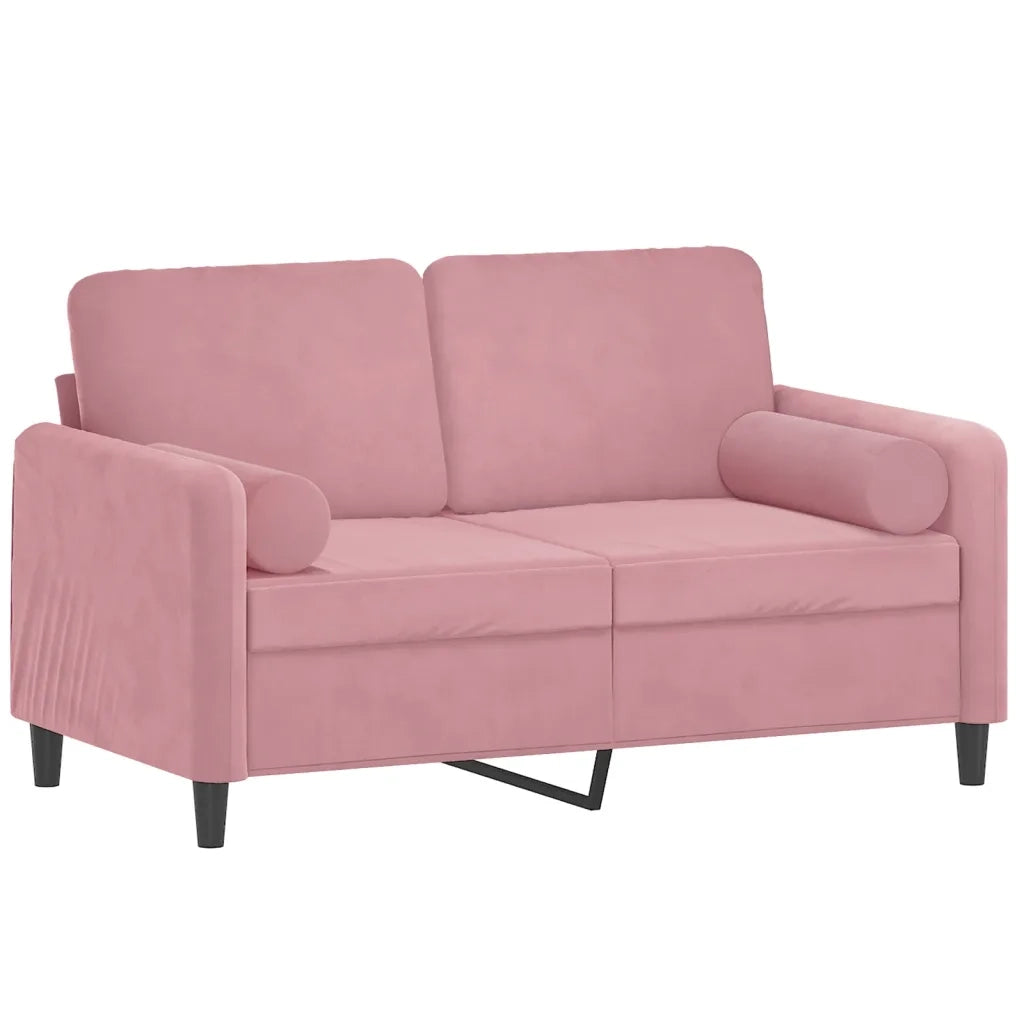 Divano a 2 Posti con Cuscini Rosa 120 cm in Velluto 3200874